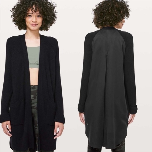 Lululemon Still At Ease Cashlu Black Business Casual Open Front Cardigan - Picture 1 of 13